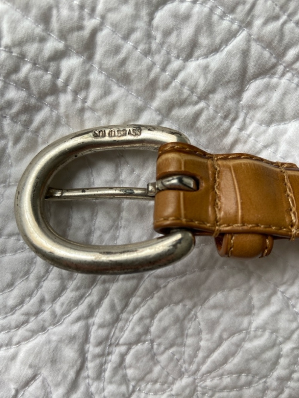 Ralph Lauren Croc-Embossed Leather Belt in Tan Brown - Picture 8 of 12
